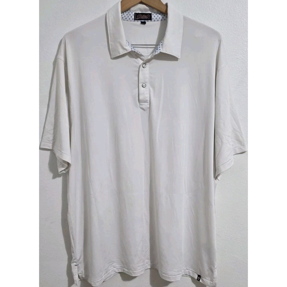 Rafter C Polo Shirt Men XXL‎ White Performance Pearl Snap Cowboy Western Golf